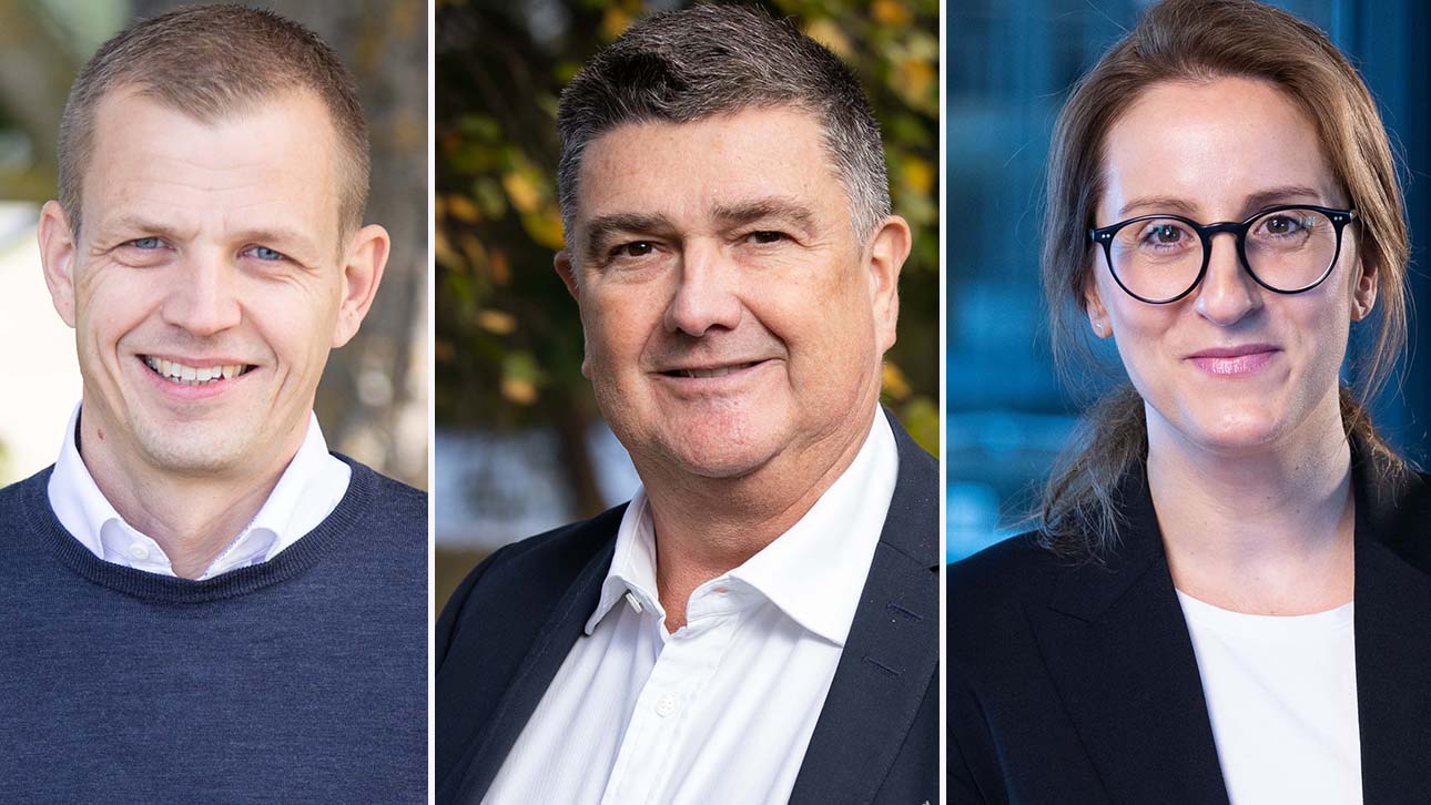 Headshots of Mikael Hedström CEO of Ragn-Sells Treatment & Detox Sweden, Magnus Uvhagen, CEO of Ragn-Sells Recycling Sweden and Susanna Lind, Head of Public Affairs & Government Relations Sweden at Ragn-Sells